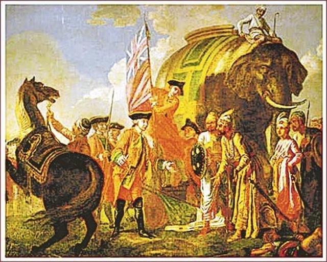Clive meeting Mir Jafar after the Battle of Plassey. The battle was fought on the banks of River Hooghly Clive meeting Mir Jafar after the Battle of Plassey. The battle was fought on the banks of River Hooghly