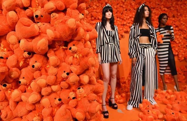 TOPSHOT - Models pose during the alice + olivia by Stacey Bendet Spring 2020 Fashion Presentation at Root Studio during New York Fashion Week: The Shows on September 9, 2019 in New York City. (Photo by Angela Weiss / AFP) (AFP)