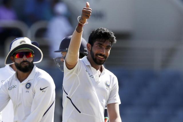 Jasprit Bumrah celebrates after taking a hat-trick against West Indies. (AP) Jasprit Bumrah celebrates after taking a hat-trick against West Indies. (AP)