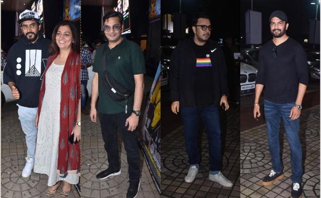 Shashank Khaitan, Mukesh Chhabra, Dinesh Vijan and actor Sharad Kelkar at Dream Girl screening. (Varinder Chawla)