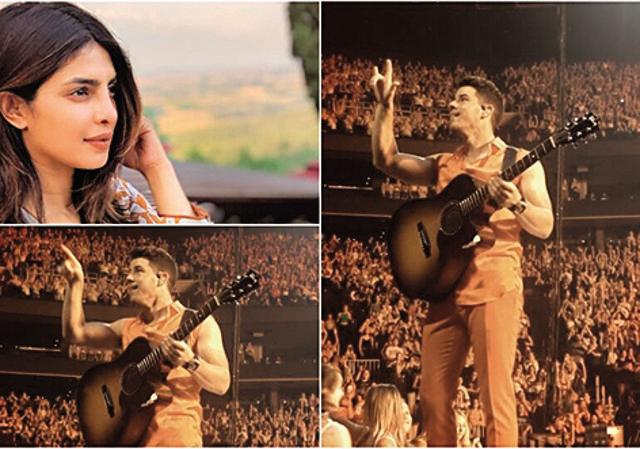 Nick Jonas signalled a love sign to Priyanka Chopra during a concert Nick Jonas signalled a love sign to Priyanka Chopra during a concert