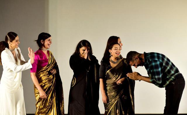Taapsee Pannu (L), Kirti Kulhari (2L), Vidya Balan (3L), Nithya Menen (2R) and Akshay Kumar (R) attend the trailer launch of the upcoming Hindi drama film Mission Mangal in Mumbai on July 18, 2019. (AFP) Taapsee Pannu (L), Kirti Kulhari (2L), Vidya Balan (3L), Nithya Menen (2R) and Akshay Kumar (R) attend the trailer launch of the upcoming Hindi drama film Mission Mangal in Mumbai on July 18, 2019. (AFP)