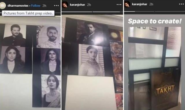 Pictures of Takht cast displayed at Dharma office.