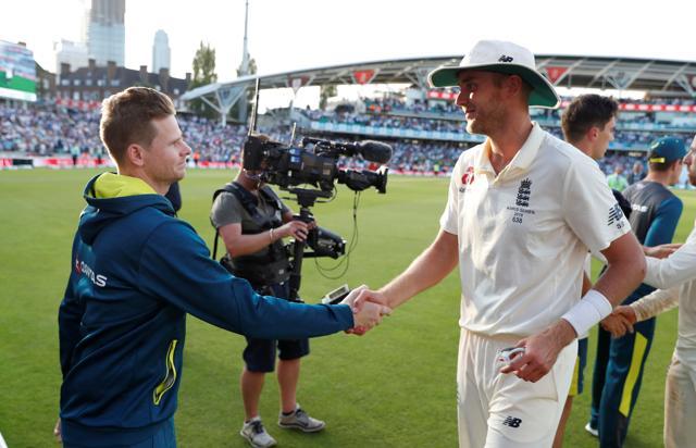 Australia's Steve Smith and England's Stuart Broad shake hands after the match. (Action Images via Reuters) Australia's Steve Smith and England's Stuart Broad shake hands after the match. (Action Images via Reuters)