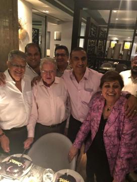 Lawyer with fellow winners and supporters at the celebratory dinner at the Royal China.