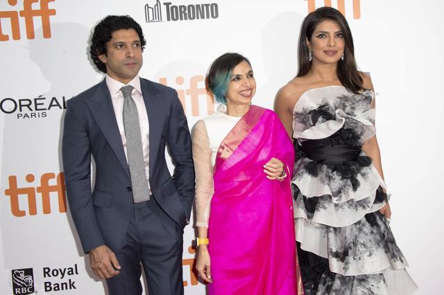 Farhan Akhtar, director Shonali Bose and actress Priyanka Chopra attend a premiere for The Sky Is Pink. (Arthur Mola/Invision/AP) Farhan Akhtar, director Shonali Bose and actress Priyanka Chopra attend a premiere for The Sky Is Pink. (Arthur Mola/Invision/AP)