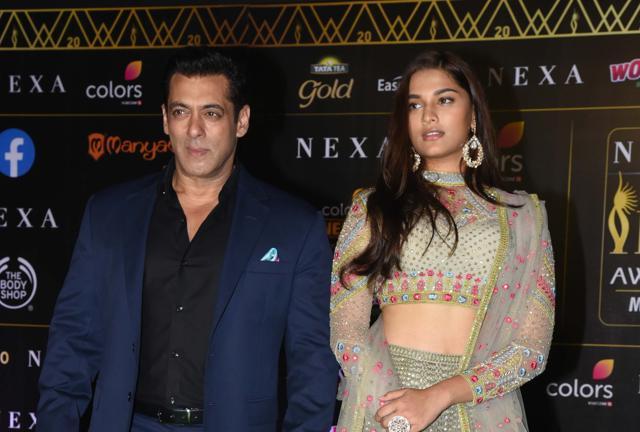Salman Khan (L) and Saiee Manjrekar pose at the IIFA Awards. (AFP) Salman Khan (L) and Saiee Manjrekar pose at the IIFA Awards. (AFP)