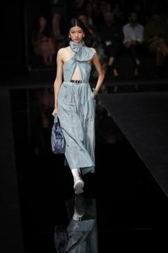 A model wears a creation as part of the Emporio Armani Spring-Summer 2020 collection, unveiled during the fashion week, in Milan, Italy, Thursday, Sept. 19, 2019. (AP Photo/Antonio Calanni) (AP) A model wears a creation as part of the Emporio Armani Spring-Summer 2020 collection, unveiled during the fashion week, in Milan, Italy, Thursday, Sept. 19, 2019. (AP Photo/Antonio Calanni) (AP)