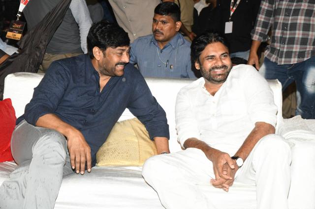 Chiranjeevi and Pawan Kalyan at the event. Chiranjeevi and Pawan Kalyan at the event.