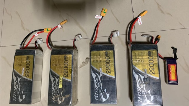 Chinese batteries recovered from the drone that crashed in Tarn Taran, Punjab. (Sourced ) Chinese batteries recovered from the drone that crashed in Tarn Taran, Punjab. (Sourced )