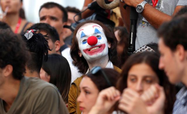 A fan at the screening of the film Joker at Venice Film Festival. (REUTERS) A fan at the screening of the film Joker at Venice Film Festival. (REUTERS)