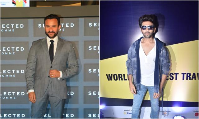 Saif Ali Khan and Kartik Aaryan at events. (Varinder Chawla) Saif Ali Khan and Kartik Aaryan at events. (Varinder Chawla)