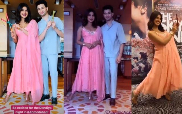 Priyanka Chopra and Rohit Saraf during The Sky Is Pink promotions in Ahmedabad.