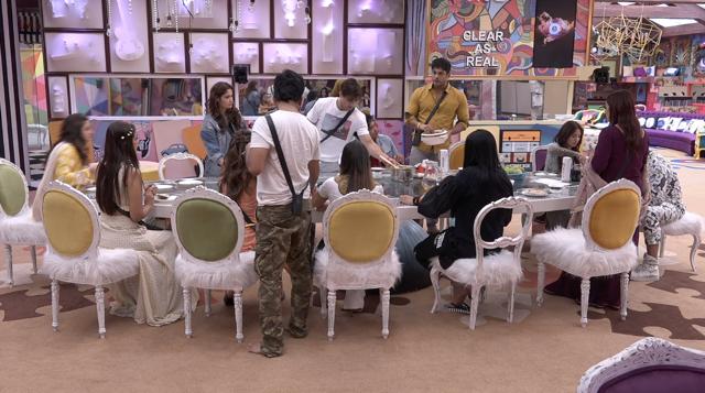 Contestants in the dining room of Bigg Boss house. Contestants in the dining room of Bigg Boss house.