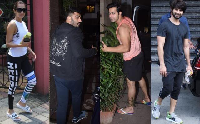 Malaika Arora, Arjun Kapoor, Varun Dhawan and Shahid Kapoor during their gym sessions. (Varinder Chawla)