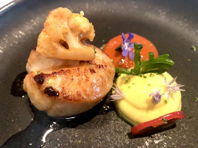Atul Kochar’s scallop with cauliflower and Naga chilli. Atul Kochar’s scallop with cauliflower and Naga chilli.