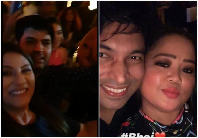 Archana Puran Singh, Kapil Sharma, Chandan Prabhakar and Bharti Singh at the bash. Archana Puran Singh, Kapil Sharma, Chandan Prabhakar and Bharti Singh at the bash.