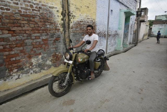 Many youngsters in Rohi village have got brand new Royal Enfields motorcycles. (Biplov Bhuyan/HT PHOTO) Many youngsters in Rohi village have got brand new Royal Enfields motorcycles. (Biplov Bhuyan/HT PHOTO)