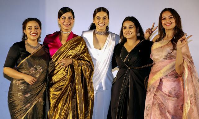 Vidya Balan, Taapsee Pannu, Sonakshi Sinha, Nithya Menen and Kirti Kulhari of Mission Mangal. (PTI) Vidya Balan, Taapsee Pannu, Sonakshi Sinha, Nithya Menen and Kirti Kulhari of Mission Mangal. (PTI)