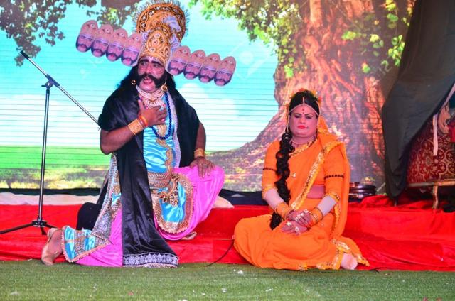 Govind Maurya as Sita in a scene from the Durga Ramlila in Gurugram’s Jacobpura.