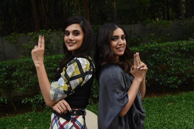 Taapsee Pannu and Bhumi Pednekar promote Saand Ki Aankh. (Varinder Chawla) Taapsee Pannu and Bhumi Pednekar promote Saand Ki Aankh. (Varinder Chawla)
