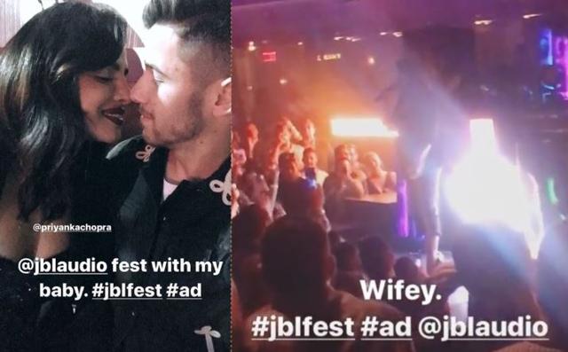Priyanka Chopra and Nick Jonas at a party in Las Vegas.