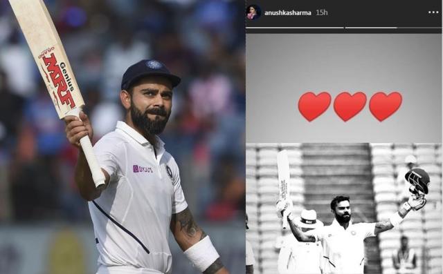 Virat Kohli celebrates his double ton. (PTI)