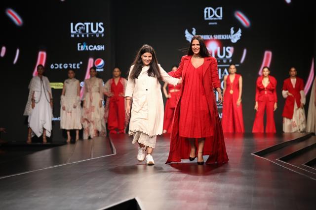 Fashion designer Nidhika Shekhar with actress Neha Dhupia. (IANS) Fashion designer Nidhika Shekhar with actress Neha Dhupia. (IANS)