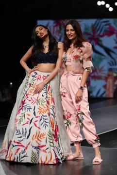 Fashion designer Mahima Mahajan with actress Athiya Shetty on the third day of Lotus Make-up India Fashion Week. (IANS) Fashion designer Mahima Mahajan with actress Athiya Shetty on the third day of Lotus Make-up India Fashion Week. (IANS)