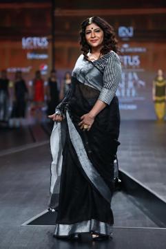 BJP leader Shazia Ilmi walks the ramp during the India Fashion Week, in New Delhi. (PTI) BJP leader Shazia Ilmi walks the ramp during the India Fashion Week, in New Delhi. (PTI)