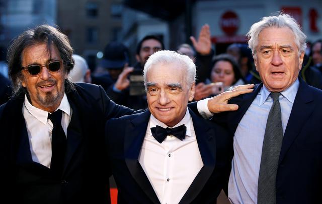 Director Martin Scorsese and cast members Al Pacino and Robert De Niro arrive for the screening of The Irishman during the 2019 BFI London Film Festival at the Odeon Luxe Leicester Square in London. (REUTERS) Director Martin Scorsese and cast members Al Pacino and Robert De Niro arrive for the screening of The Irishman during the 2019 BFI London Film Festival at the Odeon Luxe Leicester Square in London. (REUTERS)