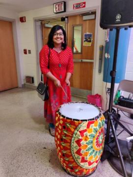 Amrita Ghosh from Delaware, US, tries her hand at the Amrita Ghosh from Delaware, US, tries her hand at the