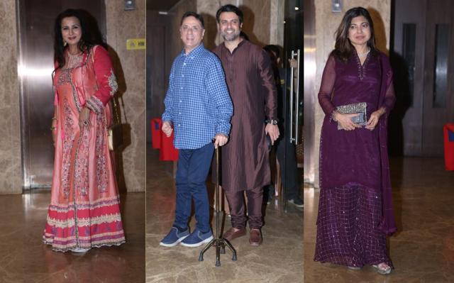 Poonam Dhillon, Harman Baweja and Alka Yagnik at Ramesh Taurani’s Diwali bash. (Varinder Chawla)