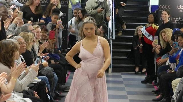 This image from video taken on Wednesday, Oct. 16, 2019 shows Laura Lyle participating in the 2nd annual “Gigi’s Playhouse Fashion Show” in New York. Gigi’s Playhouse is an education and achievement center that prepares young people with Down syndrome to engage more fully in their homes, schools and communities. (AP Photo/Gary Gerard Hamilton) (AP) This image from video taken on Wednesday, Oct. 16, 2019 shows Laura Lyle participating in the 2nd annual “Gigi’s Playhouse Fashion Show” in New York. Gigi’s Playhouse is an education and achievement center that prepares young people with Down syndrome to engage more fully in their homes, schools and communities. (AP Photo/Gary Gerard Hamilton) (AP)