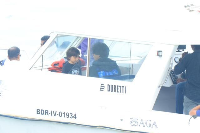 Shah Rukh and AbRam on their way to Alibaug.
