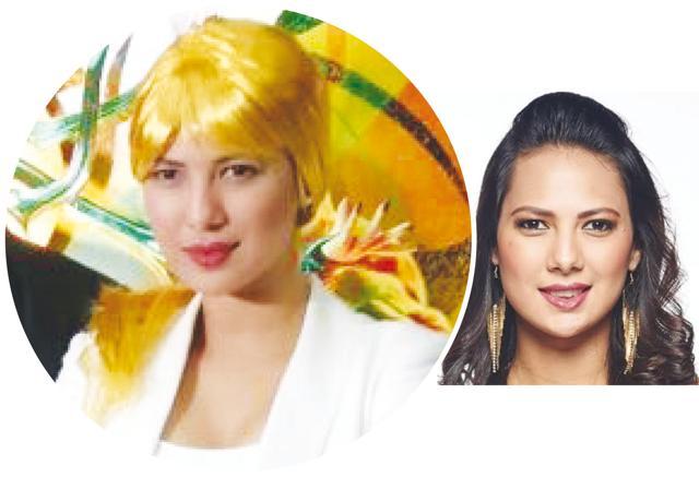 Rochelle dressed as a Marvel character with a golden wig Rochelle dressed as a Marvel character with a golden wig