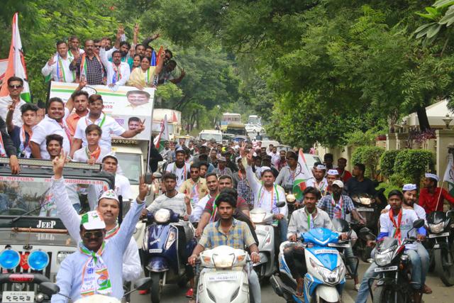 A NCP rally in PCMC area on Saturday. (HT PHOTO)