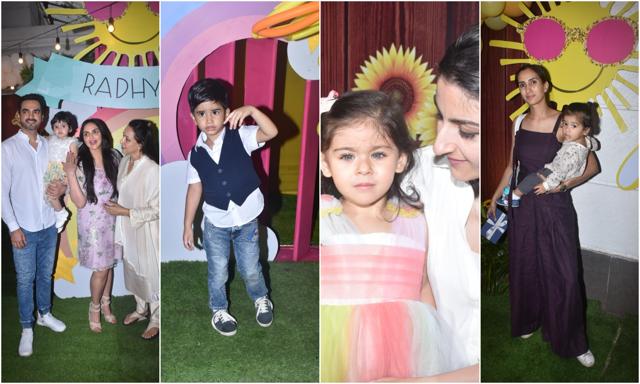Laksshya Kapoor, Inaaya Naummi Kemmu, and Pragya Yadav with her son, at Radhya’s birthday party. (Varinder Chawla) Laksshya Kapoor, Inaaya Naummi Kemmu, and Pragya Yadav with her son, at Radhya’s birthday party. (Varinder Chawla)