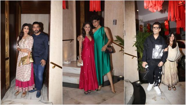 Shilpa Shetty and Raj Kundra, Nushrat Bharucha and Tahira Kashyap, and Karan Johar with Ekta Kapoor.