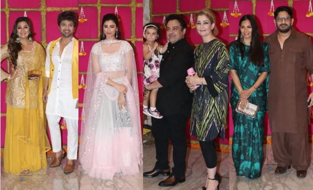 Himesh Reshammiya with wife Sonia, Daisy Shah, Adnan Sami with family and Arshad Warsi with wife at Krishan Kumar’s Diwali bash. (Varinder Chawla)