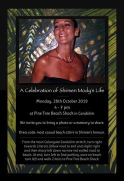 The invitation to the memorial for Mody. The invitation to the memorial for Mody.