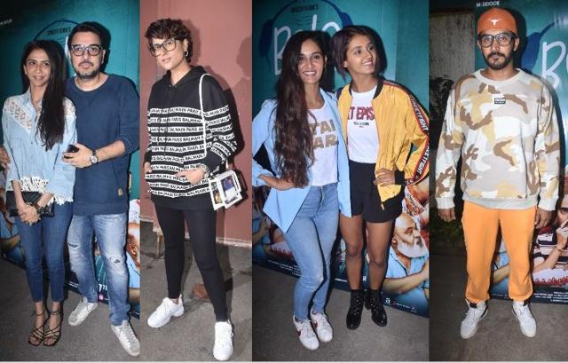 Dinesh Vijan, Tahira Kashyap, Shakti Mohan with sister, Shashank Khaitan at the Bala screening in Mumbai. (Varinder Chawla)
