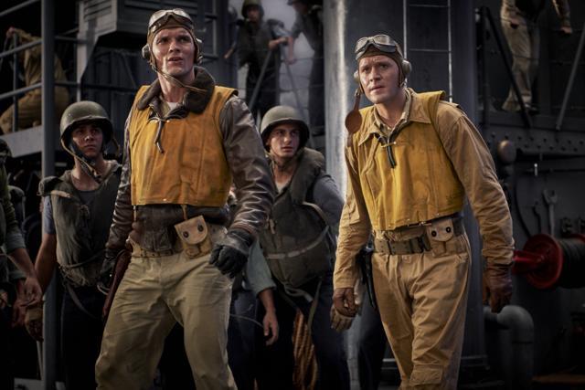 Ed Skrein and Luke Kleintank in a scene from Midway. (AP) Ed Skrein and Luke Kleintank in a scene from Midway. (AP)