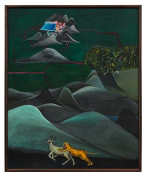 Bhupen Khakhar’s Tiger and Stag is a confluence of many influences, says Yamini Mehta of Sotheby’s India. (Sotheby’s India) Bhupen Khakhar’s Tiger and Stag is a confluence of many influences, says Yamini Mehta of Sotheby’s India. (Sotheby’s India)