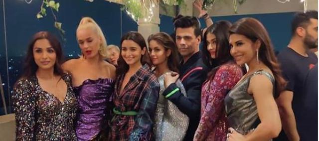 Katy Perry with Malaika Arora, Alia Bhatt, Karan Johar, Aishwarya Rai, Jacqueline Fernandez among others.