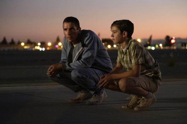 This image released by 20th Century fox shows Christian Bale, left, and Noah Jupe in a scene from Ford v Ferrari. (Merrick Morton/20th Century Fox via AP) (AP) This image released by 20th Century fox shows Christian Bale, left, and Noah Jupe in a scene from Ford v Ferrari. (Merrick Morton/20th Century Fox via AP) (AP)