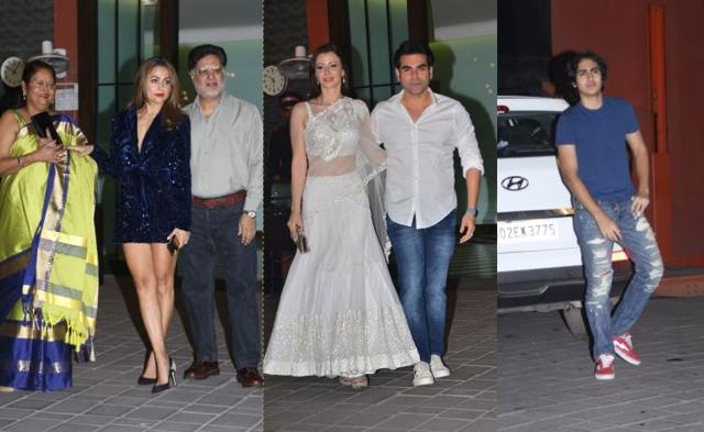 Malaika Arora’s sister Amrita Arora and parents, Arbaaz Khan with girlfriend Giorgia Andriani and son Arhaan at the party. (Varinder Chawla)