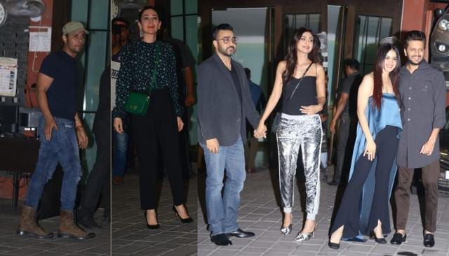 Randeep Hooda, Karisma Kapoor, Shilpa Shetty with Raj Kundra, Riteish Deshmukh with Genelia at the bash. (Varinder Chawla)
