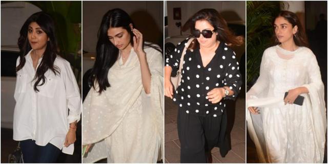 Shilpa Shetty, Athiya Shetty, Farah Khan and Aditi Rao Hydari at Manish Malhotra’s home. (Varinder Chawla)