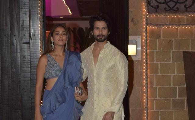 Shahid Kapoor and his wife Mira Rajput at actor Anil Kapoor's Diwali bash. (IANS) Shahid Kapoor and his wife Mira Rajput at actor Anil Kapoor's Diwali bash. (IANS)